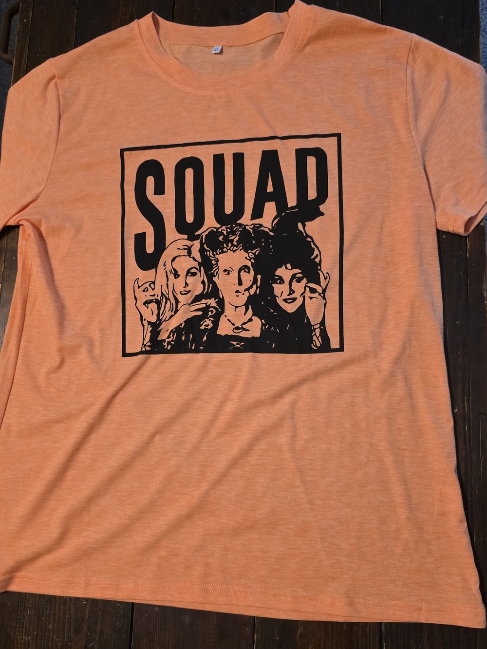 Orange 'SQUAD' Short Sleeve Graphic Tee - Women's Crew Neck